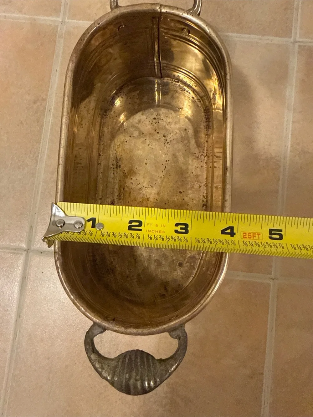 2 Vintage Brass Planters  W/Handles & Jewels Along The Side